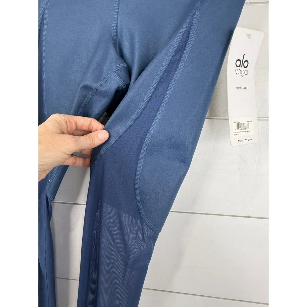 NWT Alo Yoga Motion Legging Starflower Blue Sheer Mesh Deadstock Activewear‎ S